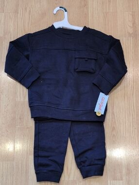 Toddler Boy Navy Blue Two-Piece Sweatshirt & Jogger Set